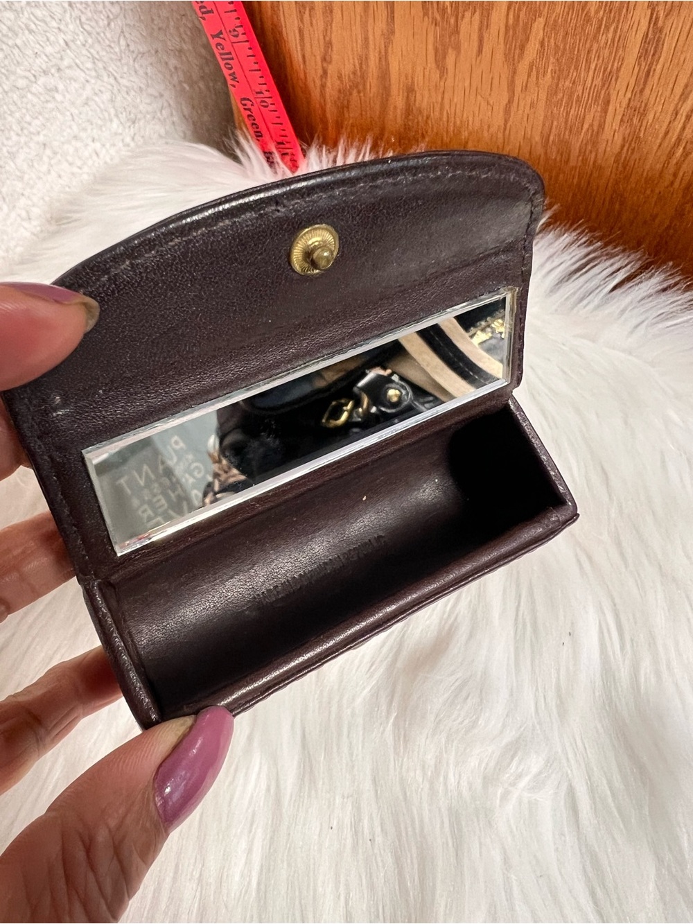Vintage Coach Dark Brown Leather mirrored lipstick Case - Picture 5 of 6
